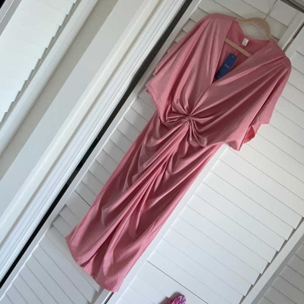 Sheer Pink very silky fabric XL Dress NWT